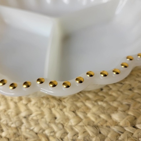 Vintage Milk Glass Divided Relish Tray Set - Picture 9 of 9